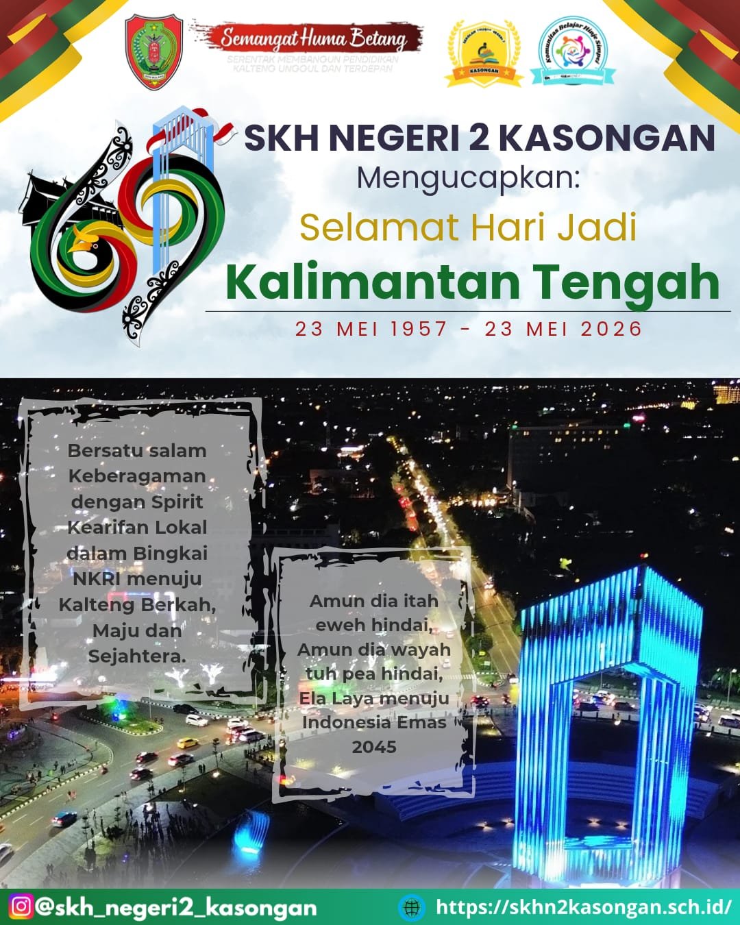 SKH NEGERI 2 KASONGAN Mengucapkan SELAMAT HARI JADI KALIMANTAN TENGAH